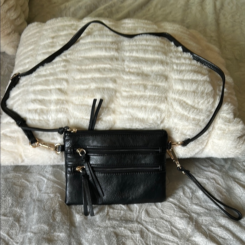 New York & Company Black Crossbody Bag with Adjustable Strap